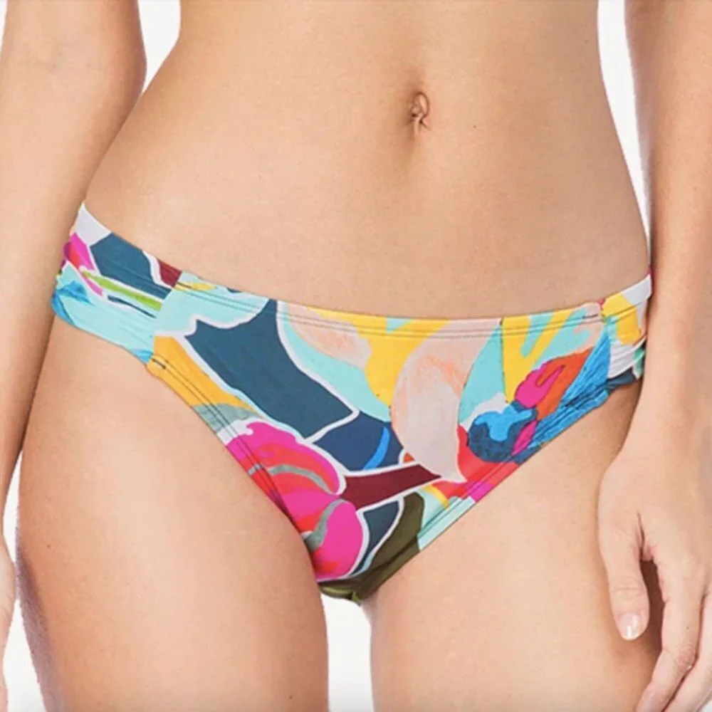 NWT La Blanca Go Flo-Ral Shirred Hipster Bikini Bottom